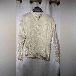 Women's 100% Linen Cream Button-Up Tunic